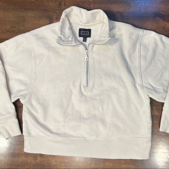 AYR The Zip Half Zip Sweater Half Zip Off-white Sz S - Picture 1 of 4